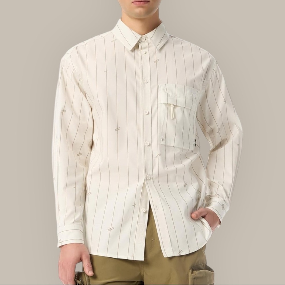 Cross Eyed Moose Men's Oversized Stargazer Button Down Shirt Snow White Size XL